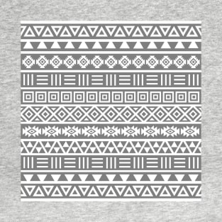 Aztec Influence Pattern White on Gray T-Shirt